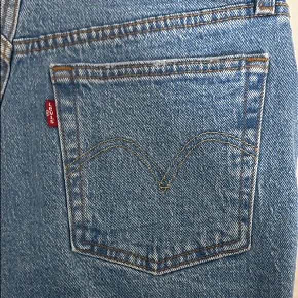 Levi's 501 Blue Distressed Jean Shorts - Picture 4 of 7